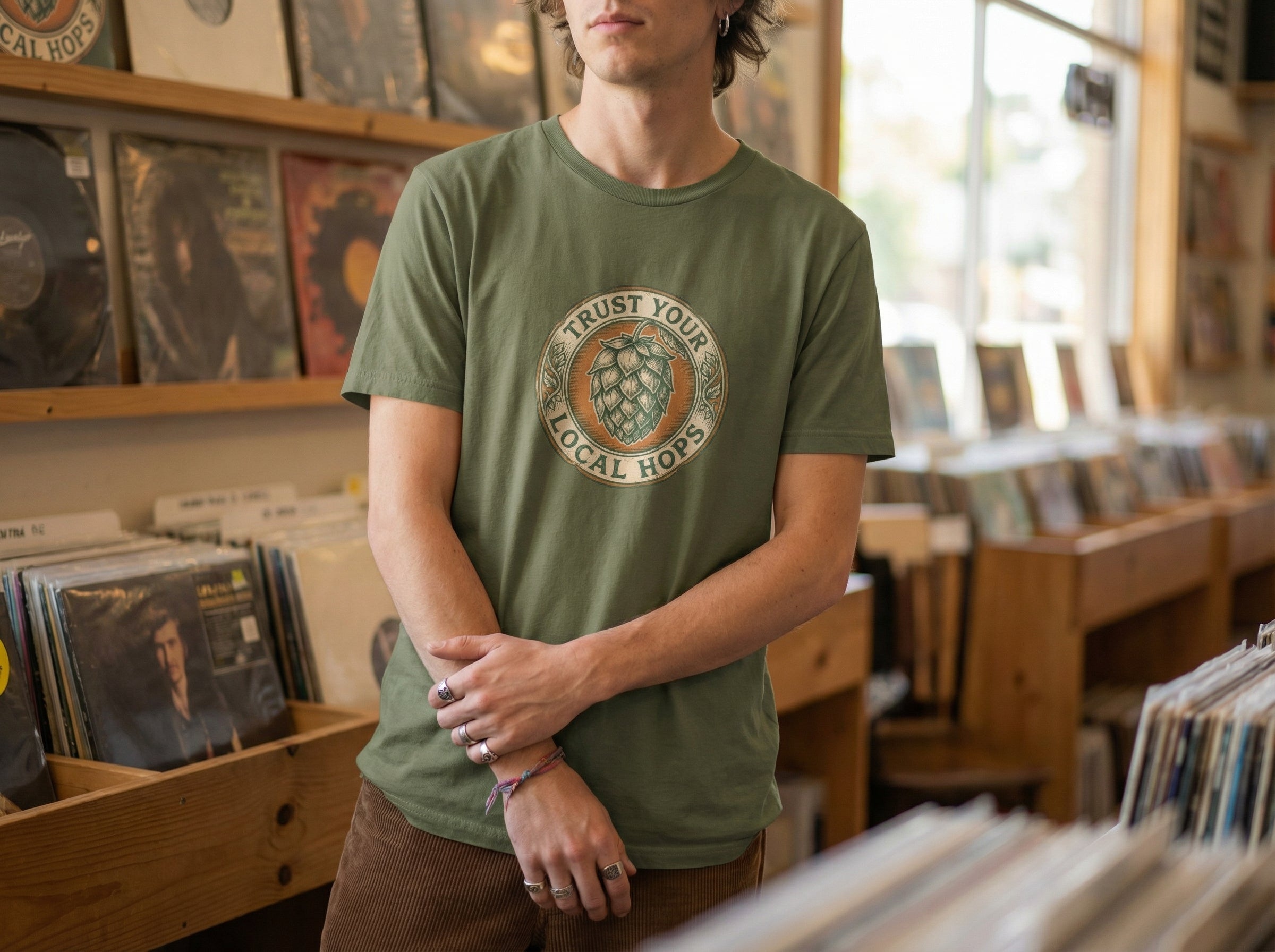 Model wearing the shirt