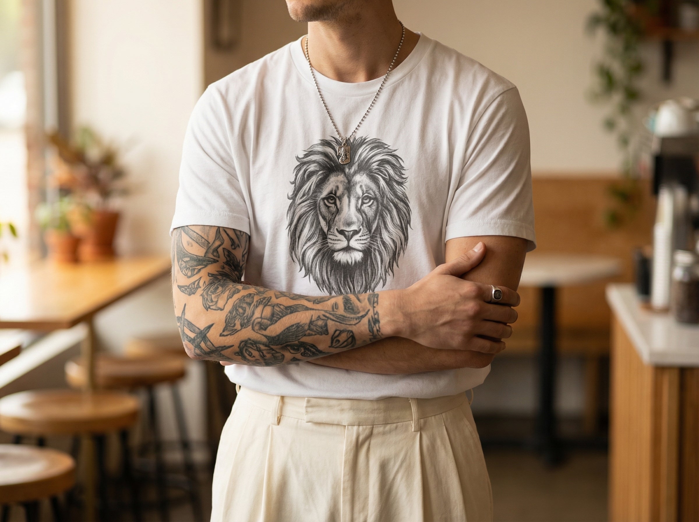 Model wearing the shirt