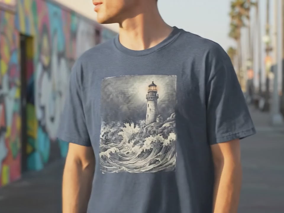 Lighthouse Shirt | Coastal Shirt | Vintage Shirt | Maritime Art Tee | Gift for Coastal Lover | Nautical Themed Shirt | Lighthouse Gift - Product Video