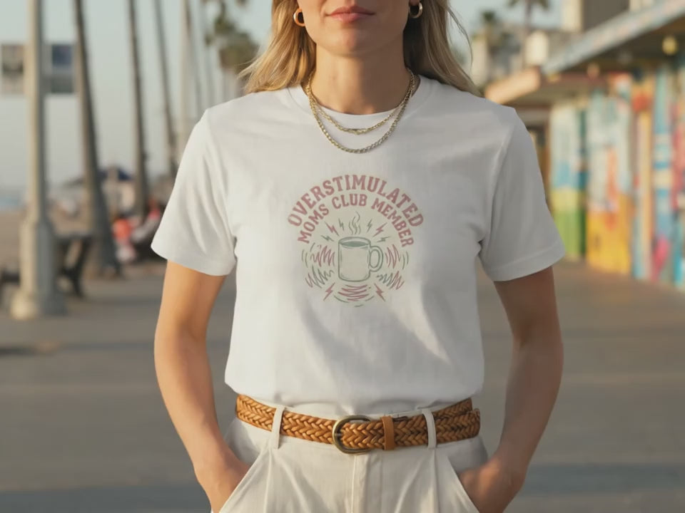 Overstimulated Moms Club Shirt | Funny Mom Life Tee | Vintage Aesthetic Motherhood T-Shirt | Gift for New Mom - Product Video