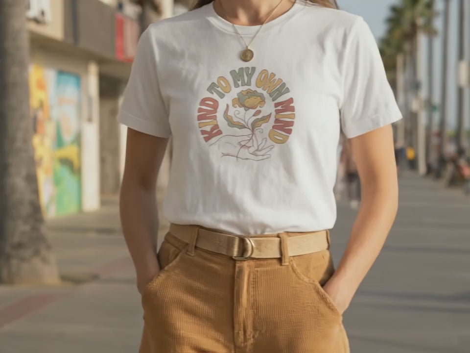 Kind To My Own Mind Shirt | Mental Health Affirmation Unisex Tee | Wellness Gift | Aesthetic Self Care T-Shirt | Vintage Style White Tee - Product Video