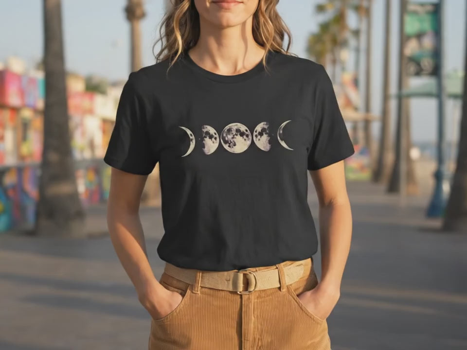 Moon Phases Shirt | Astrology Tee | Celestial Shirt | Moon Lover Gift | Minimalist Lunar Cycle Tee - Product Video
