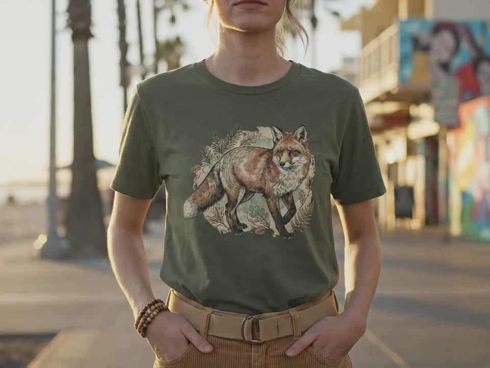 Fox Shirt | Forest Tee | Animal Lover Gift | Woodland Nature Tee | Fox Illustration | Wildlife Gift for Women - Product Video