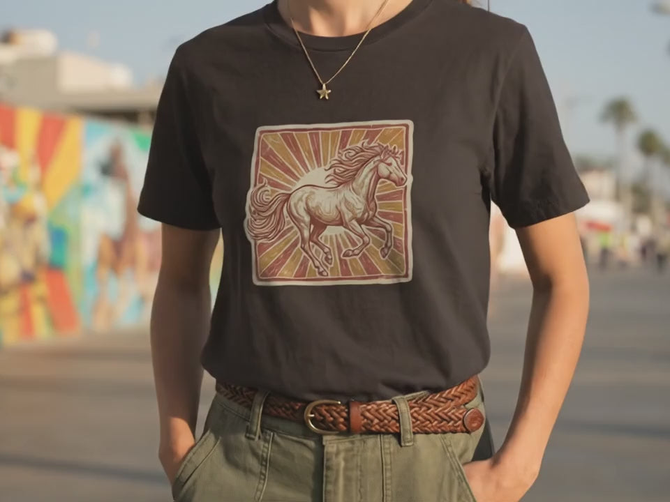 Horse Shirt | Horse Lover Gift | Equestrian Tee | Western Shirt for Women | Cowgirl Gift | Mustang Illustration | Horse Riding Shirt - Product Video