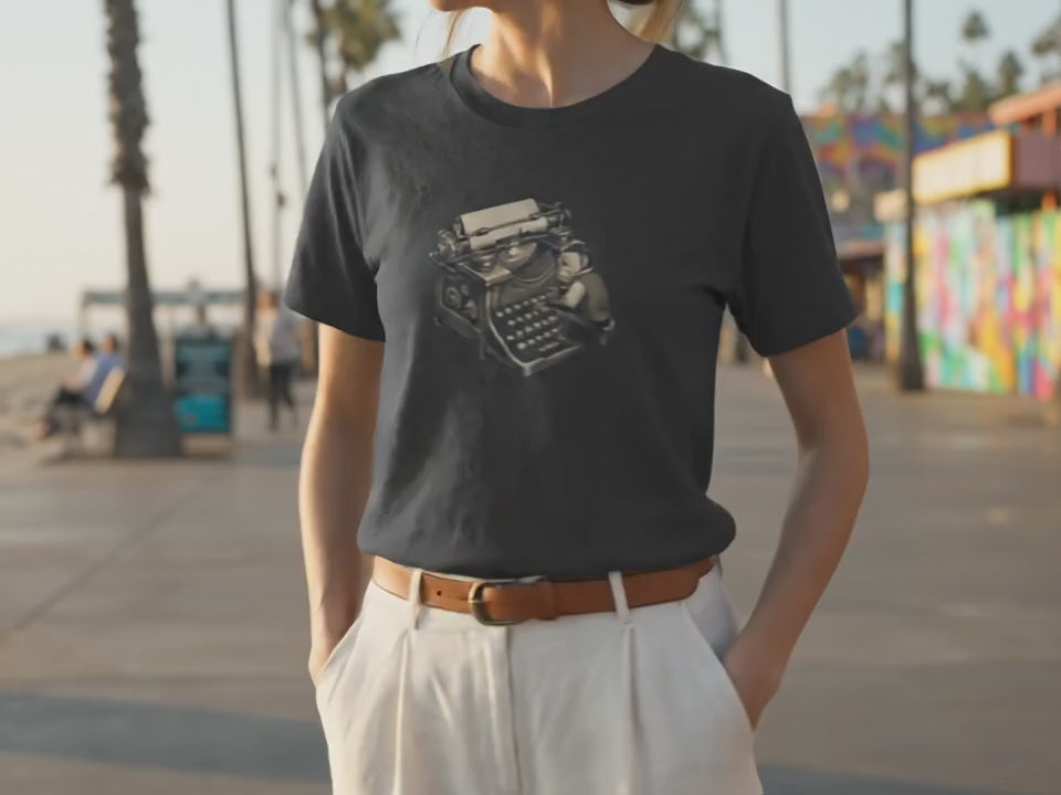 Monkey on a Typewriter Shirt | Writer Tee | Vintage Gift for Author | Writing Shirt | Old Typewriter Art Graphic Tee - Product Video