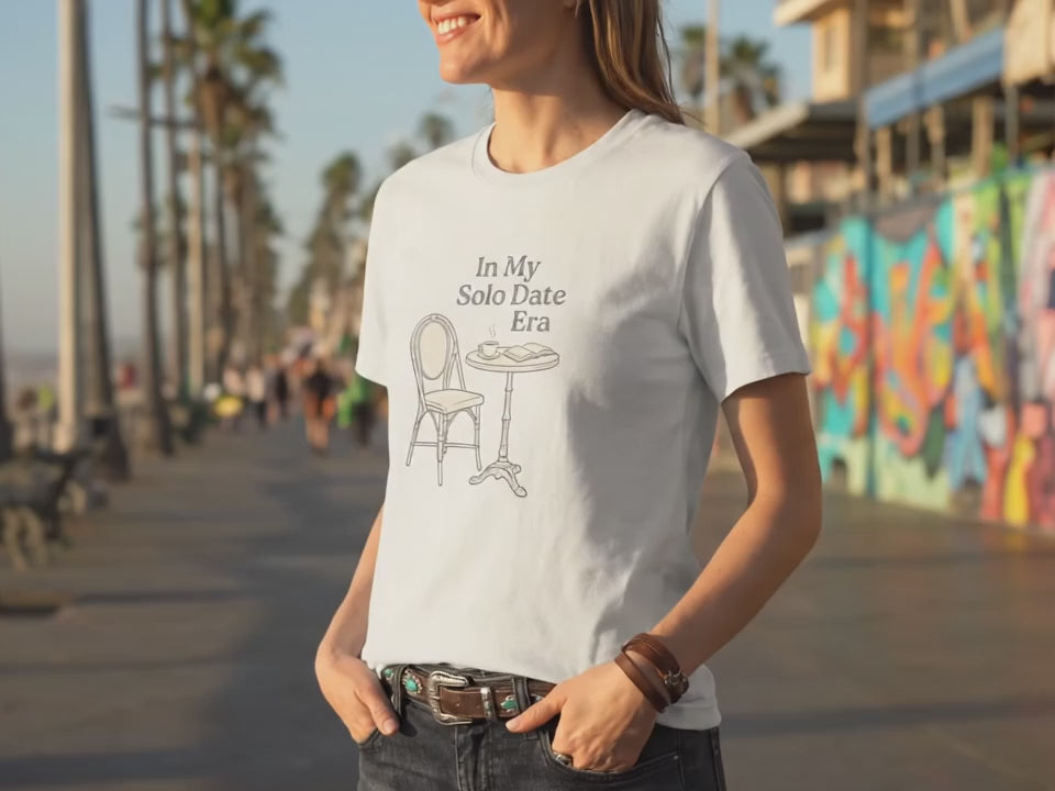 Solo Date Era Shirt | Self Care Gift for Her | Main Character Aesthetic T-Shirt | Minimalist Wellness Tee | Romanticizing Solitude Top - Product Video