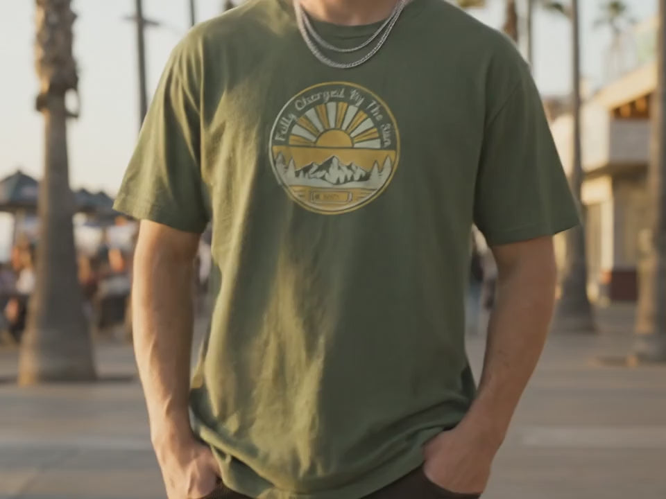 Solar Energy T-Shirt | Fully Charged By The Sun Tee | Sustainable Living Eco Friendly Gift | Renewable Energy Vintage Hiking Shirt - Product Video