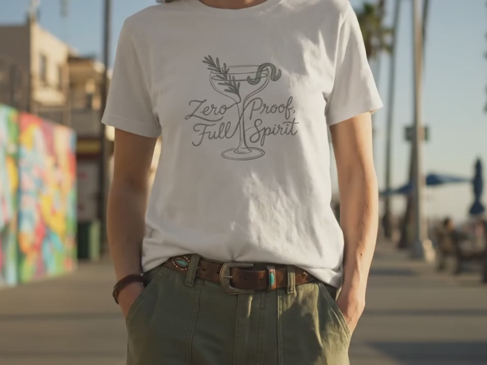 Zero Proof T-Shirt | Full Spirit Mocktail Tee | Sober Lifestyle Gift for Her | Minimalist Wellness Shirt | Dry January Sobriety Apparel - Product Video