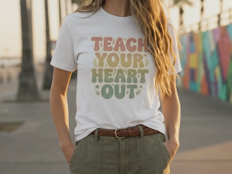 Funny Teacher Shirt | Teacher Gift | Teach Your Heart Out Retro Tee | Boho Teacher Gift | Student Teacher - Product Video
