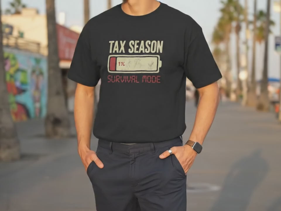 Tax Season Survival Mode T-Shirt | Funny Accountant Tee | Gift for CPA | Accounting Busy Season Shirt | Professional Tax Preparer Gift - Product Video