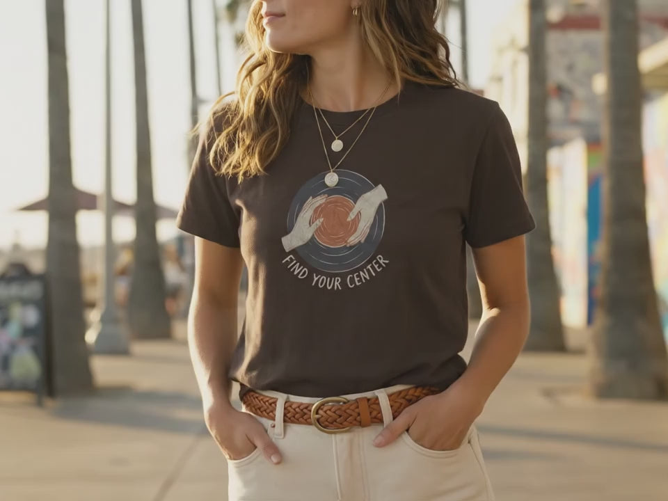 Pottery Shirt Find Your Center Mindful Ceramics Tee | Gift for Potter, Ceramicist, Pottery Student | Boutique Minimalist Slow Living Shirt - Product Video