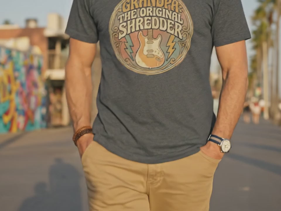 Guitar Playing Grandpa Shirt | Grandpa Guitar Tee | Gift for Guitar Lover | Music Lover Gift | Musician Grandpa | Shredder Vintage Tee - Product Video