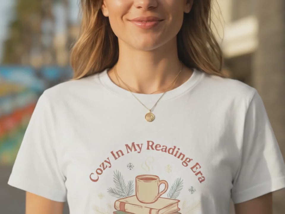 Cozy In My Reading Era T-Shirt | Bookish Gift for Bookworm | BookTok Aesthetic Shirt | Dark Heather Unisex Tee | Reading Era Shirt - Product Video