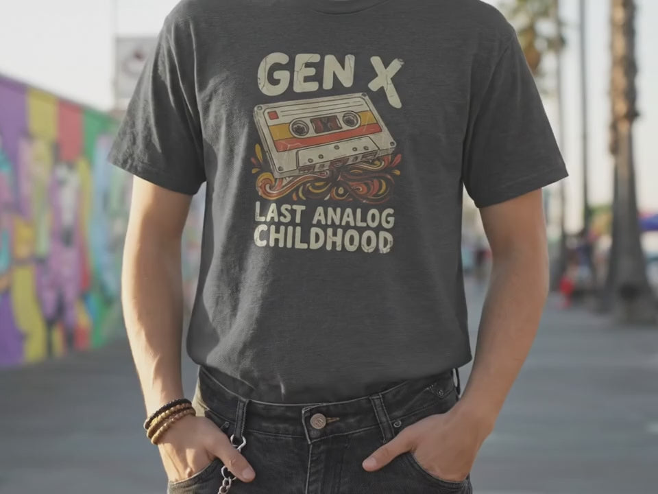 Gen X Last Analog Childhood T-Shirt | Vintage Retro Nostalgia Tee | Gift for Gen X Men | 1970s 1980s Forgotten Generation Shirt - Product Video