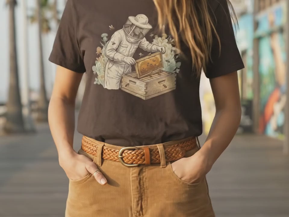 Beekeeper Shirt | Bee Shirt | Honey Shirt | Gift for Beekeeper | Beekeeping Art | Nature Tee | Honey Lover Gift | Beekeeper Illustration - Product Video