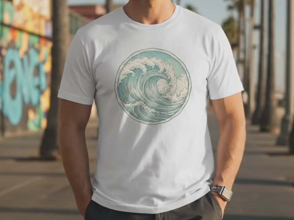 Ocean Shirt Wave Shirt Surfing Shirt | Gift for Surfer | Ocean Art Tee | Beach Shirt for Men and Women | Coastal Wave Illustration Shirt - Product Video