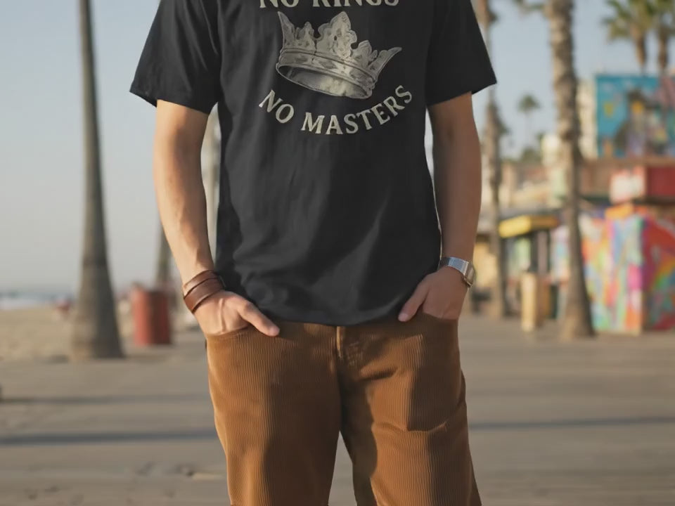 No Kings No Masters Shirt | Political Tee | Anti-Trump T-Shirt | Political Activism Clothing - Product Video