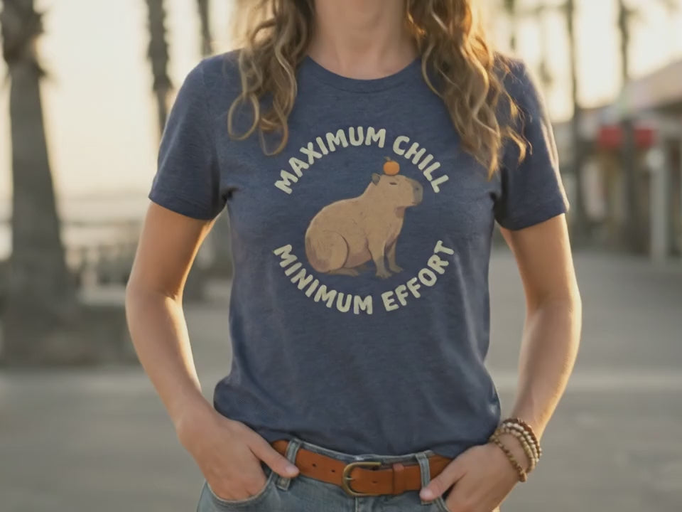 Capybara Zen T-Shirt - Maximum Chill Minimum Effort Tee - Funny Animal Gift for Her - Military Green Boutique Shirt - Relaxed Fit Unisex - Product Video