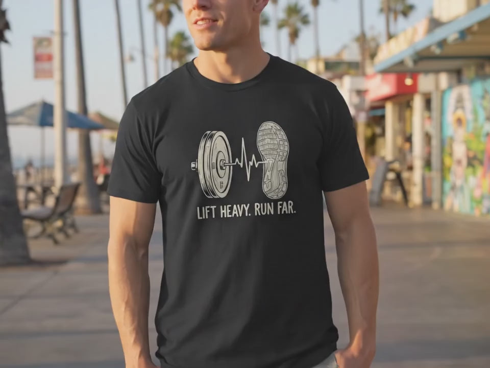 Lift Heavy Run Far Shirt | Hyrox T-Shirt for Hybrid Athletes | CrossFit & Marathon Runner Gift | Functional Fitness Tee | Unisex Fit - Product Video
