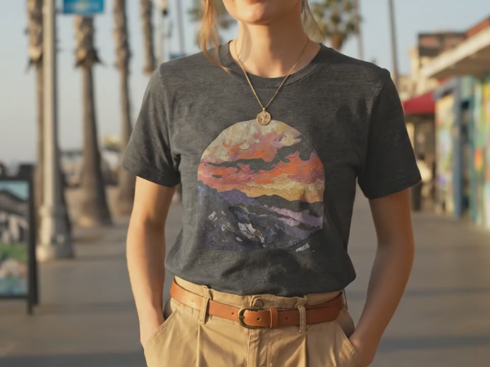 Mountain Shirt Sunset Hiking Shirt | Gift for Hiker | Mountain Lover Shirt | Nature Tee | Outdoor Adventure Gift - Product Video
