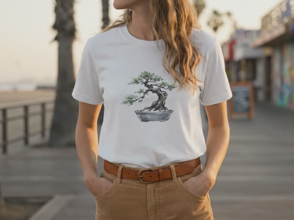 Bonsai Shirt | Zen Tee | Japanese Art | Gift for Bonsai Lover | Gardening Shirt | Minimalist Tree Tee | Asian Art Aesthetic - Product Video