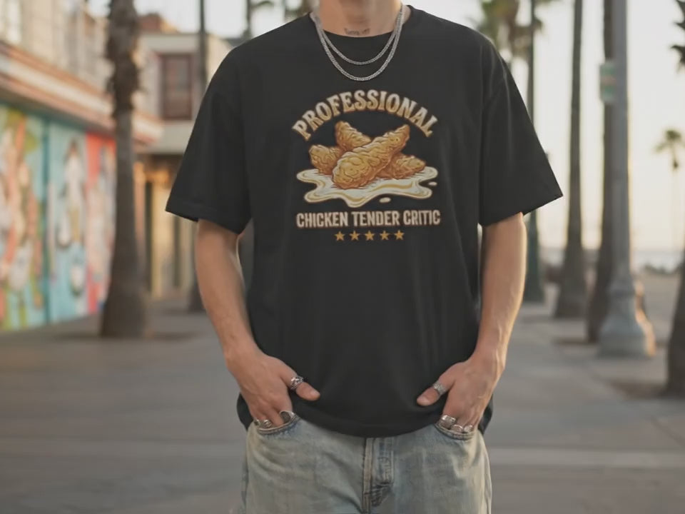 Professional Chicken Tender Critic Shirt | Funny Foodie Gift for Picky Eaters | Premium Culinary Humor Tee | Unisex Black T-Shirt - Product Video