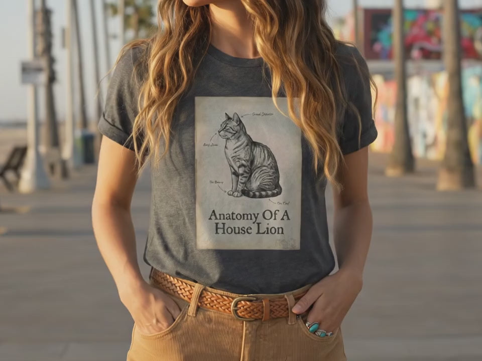 Anatomy Of A House Lion Public T-Shirt | Funny Cat Shirt | Gift For Cat Lover | Teacher Librarian Gift | Quirky Pet Anatomy Tee - Product Video