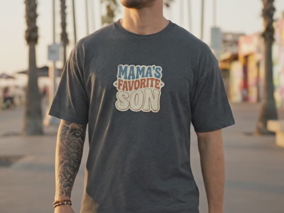 Mama's Favorite Son Text Love Gift Shirt | Funny Boy T-Shirt | Birthday Gift for Him | Vintage Tee - Product Video