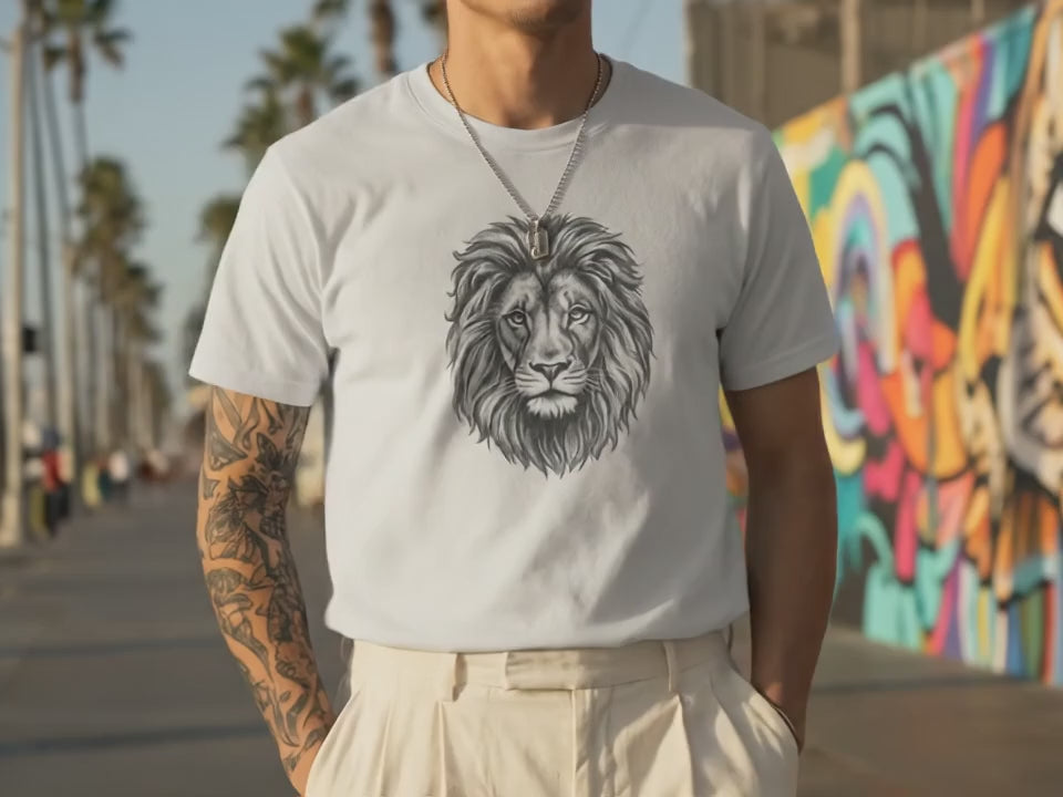 Lion Shirt | Animal Shirt | Portrait Tee | Gift for Lion Lover | Wildlife Art Tee | Lion Illustration Shirt | Sketch Lion Face - Product Video