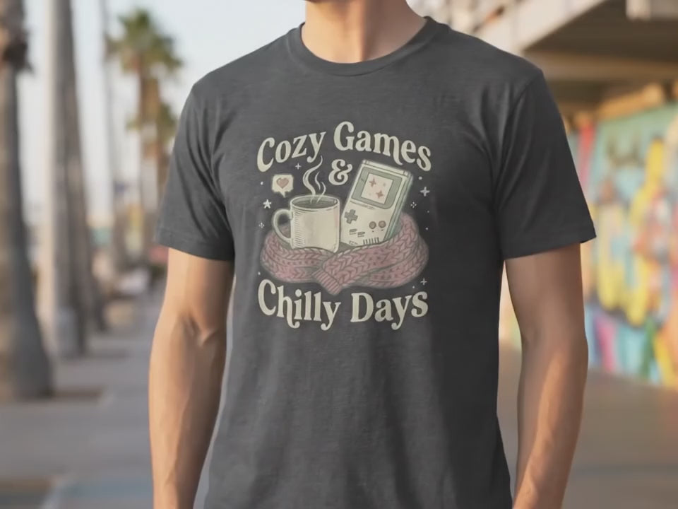 Cozy Games Chilly Days Shirt | Cozy Gamer T-Shirt | Lofi Aesthetic Tee | Gift for Gamers | Aesthetic Gaming Apparel - Product Video