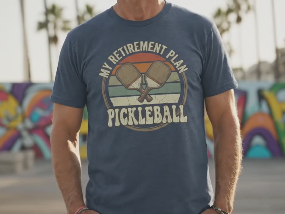 Pickleball Retirement Shirt | Funny Retired Gift for Men | My Retirement Plan Pickleball Tee | Vintage Sports Gift for Dad or Grandpa - Product Video