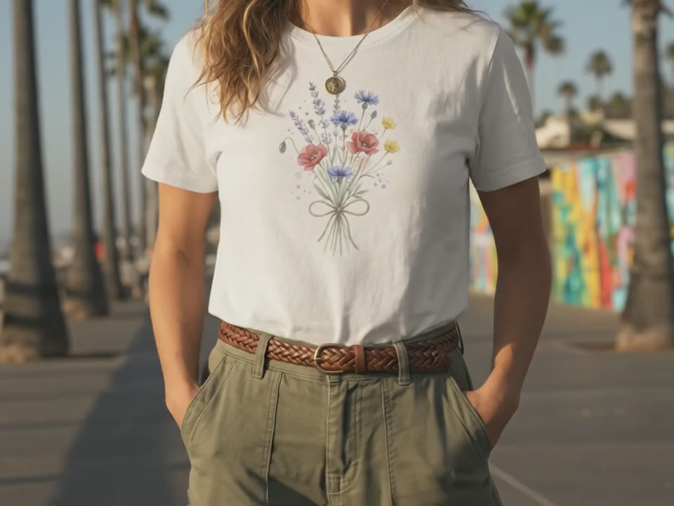 Flower Shirt | Wildflower Shirt | Gardener Shirt | Botanical Gift for Her | Nature Tee | Watercolor Flower Art | Cottagecore Clothing - Product Video