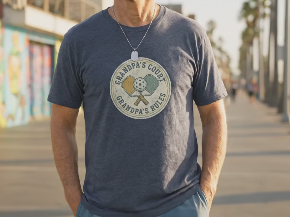 Pickleball Grandpa Shirt | Grandpa's Court Grandpa's Rules Tee | Funny Pickleball Gift for Him | Father's Day Gift for Grandpa | Boutique - Product Video