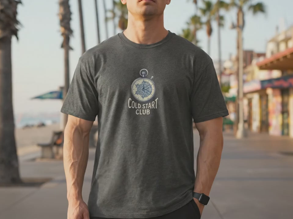 Cold Start Club T-Shirt | Winter Running Shirt | Run Club Tee | Marathon Training Gift | Cold Weather Fitness Apparel for Him or Her - Product Video