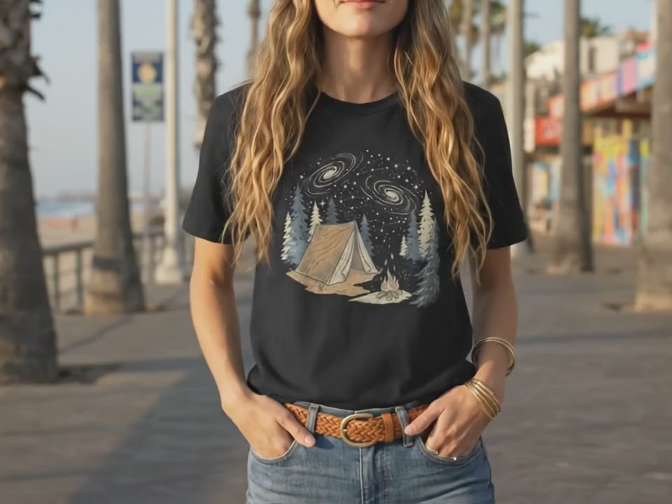 Camping Shirt | Adventure Gift | Starry Night Nature Tee | Gift for Camper - Product Video