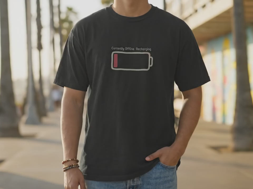 Introvert T-Shirt | Currently Offline Recharging Tee | Funny Social Battery Shirt | Gift for Introverted People | Minimalist Graphic Shirt - Product Video